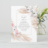 Pampas Grass and White Orchids Exotic Baby Shower Invitation (Standing Front)