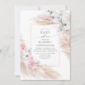 Pampas Grass and White Orchids Exotic Baby Shower Invitation (Front)