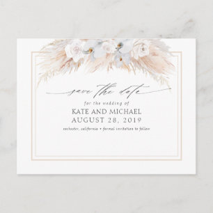 Pampas Grass and White Orchids Save the Date Postcard