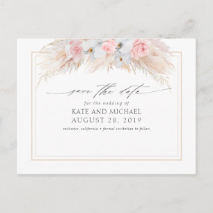 Pampas Grass and White Orchids Save the Date Postcard