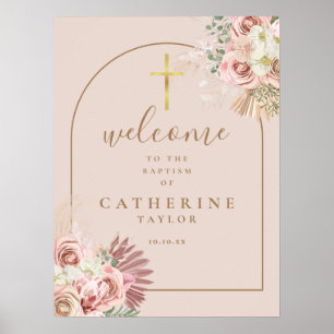 Pampas Grass Arch Baptism Welcome Sign