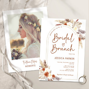 Pampas Grass Arch Terracotta Photo Bridal Brunch Invitation