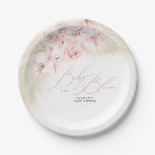 Pampas Grass Baby in Bloom Baby Shower Paper Plate