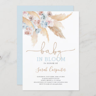 Pampas Grass Baby in bloom shower boy invitation