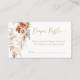 Pampas Grass Baby Shower Diaper Raffle Card Insert