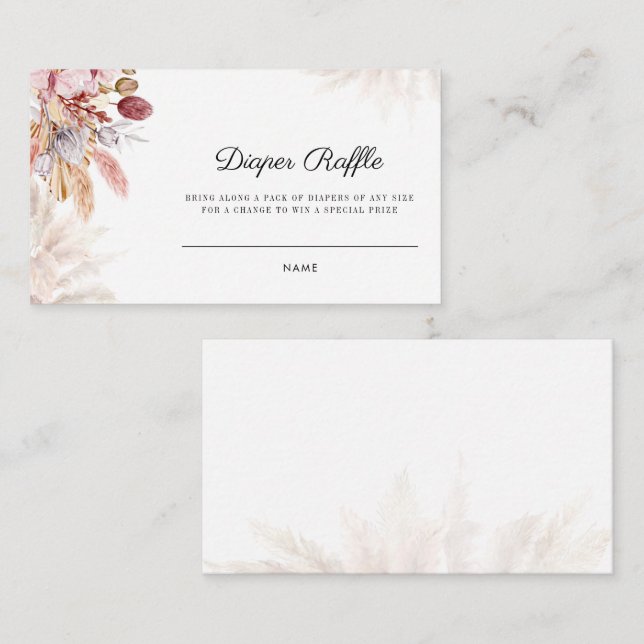 Pampas Grass Baby Shower Diaper Raffle Enclosure Card (Front/Back)