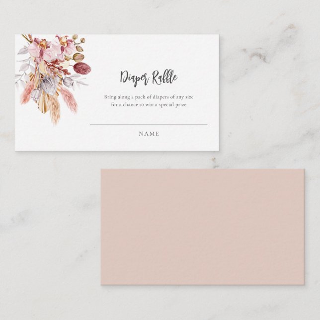 Pampas Grass Baby Shower Diaper Raffle Enclosure Card (Front/Back)