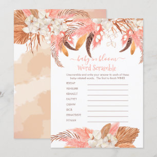 Pampas Grass Baby Shower Word Scramble Game Card