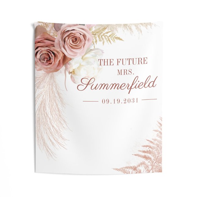 Pampas Grass Backdrop Terracotta Tan Bridal Shower Tapestry (Pampas Grass Watercolor Terracotta Bridal Shower Wall Tapestry Backdrop)