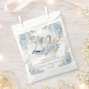 Pampas Grass Blue Floral Rocking Horse Baby Shower Favour Bag