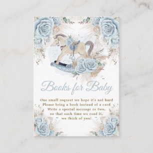 Pampas Grass Blue Floral Rocking Horse Bring Books Enclosure Card