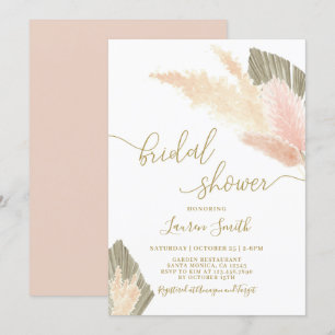 Pampas Grass blush Bridal Shower Invitation
