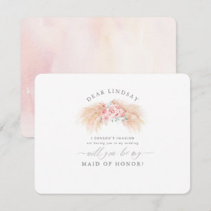 Pampas Grass Blush Bridesmaid Proposal Invitation