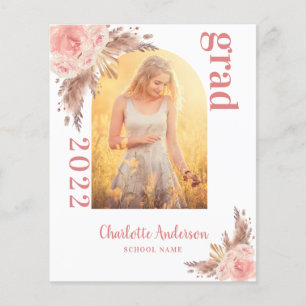 Pampas grass blush budget graduation announcement