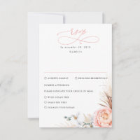 Pampas Grass Blush Pink Floral Wedding RSVP