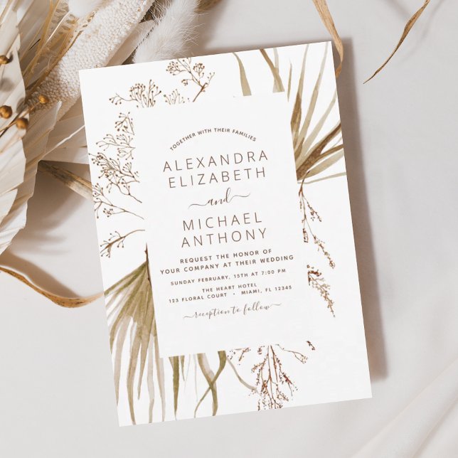 Pampas Grass Bohéian Boho Faire-part de mariage (Créateur téléchargé)