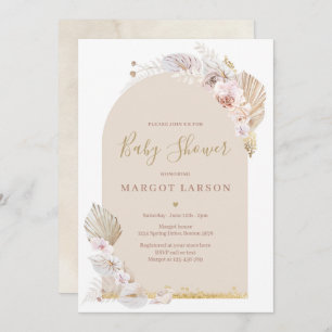 Pampas Grass Bohemian Arch Desert Baby Shower Invitation