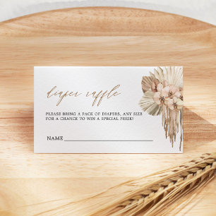 Pampas Grass Bohemian Baby Shower Diaper Raffle Enclosure Card