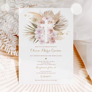 Pampas Grass Bohemian Baptism Boho Christening In Invitation