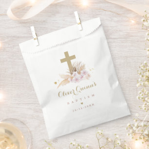 Pampas Grass Bohemian Baptism Personalized  Favour Bag