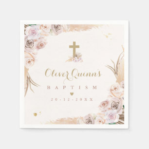 Pampas Grass Bohemian Baptism Personalized Napkin