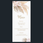 Pampas Grass Bohemian Blush Wedding Reception menu<br><div class="desc">Our Pampas Grass Bohemian wedding dinner menu card is perfect for an elegant wedding. The modern rustic boho design features romantic watercolor blush flowers flowers in soft tones of wheat , mauve, blush pink and cream white with pampas grass accents. This menu can be used for a wedding reception, rehearsal...</div>