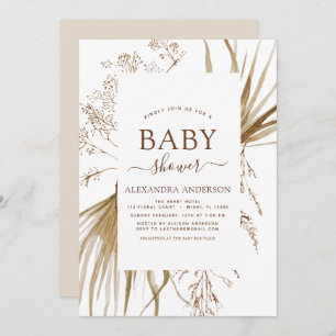 Pampas Grass Bohemian Boho  Baby Shower Invitation