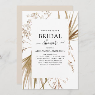 Pampas Grass Bohemian Boho Bridal Shower Invitation