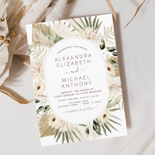 Pampas Grass Bohemian Boho Eucalyptus Wedding Invi Invitation