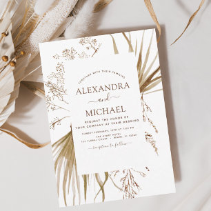 Pampas Grass Bohemian Boho Wedding Invitation