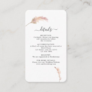 Pampas Grass Bohemian Mariage Détails Carte
