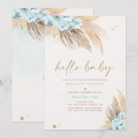 Pampas Grass Bohemian Sea Blue Baby Shower