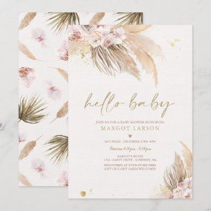 Pampas Grass Bohemian Tropical Desert Baby Shower Invitation