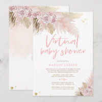 Pampas Grass Bohemian Virtual Zoom Baby Shower