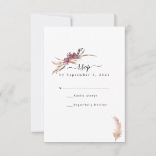Pampas Grass Bohemian Wedding RSVP Card