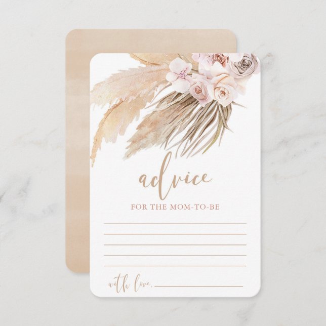 Pampas grass boho bohemian Advice for mom parents Enclosure Card (Front/Back)