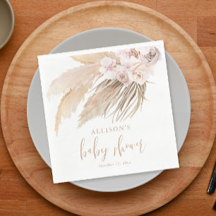 Pampas grass boho bohemian baby shower napkins