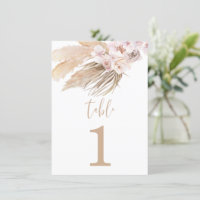 Pampas grass boho bohemian desert table numbers