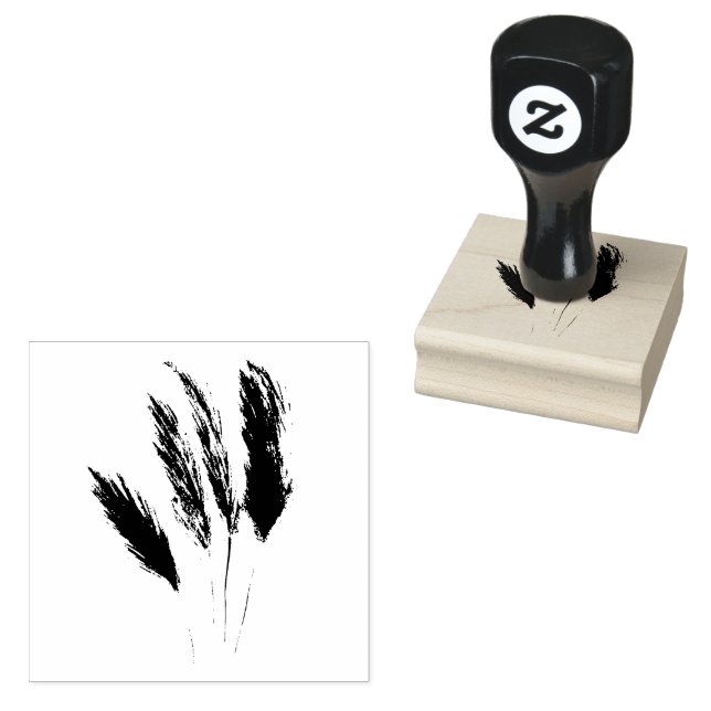 Pampas Grass Boho Bohemian Floral Watercolor Rubber Stamp (Stamped)