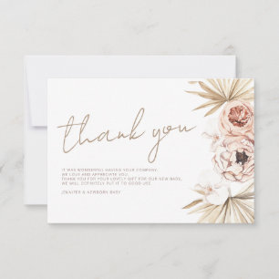 Pampas Grass Boho Bohemian Thank You Baby Shower Card