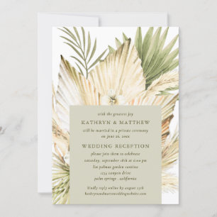 Pampas Grass Boho Bouquet Wedding Reception Only Invitation