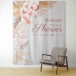 Pampas Grass Boho Bridal Shower Tapestry