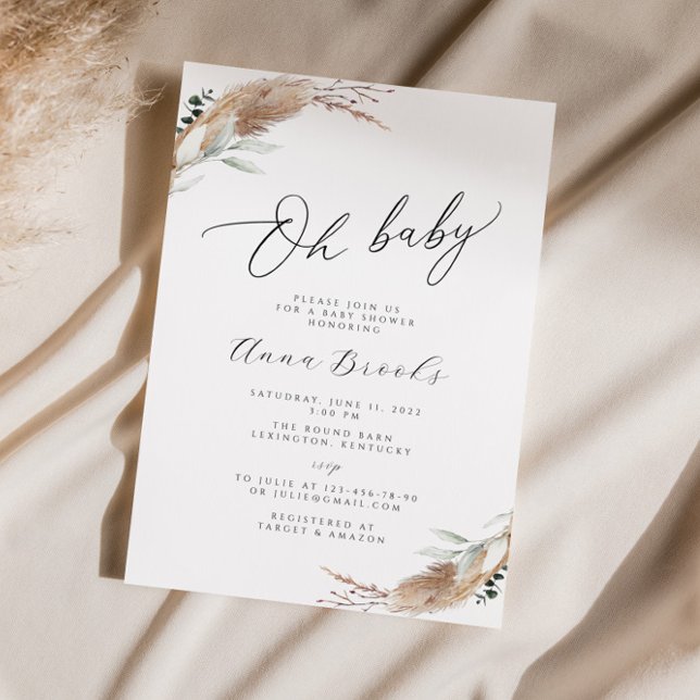 Pampas Grass Boho Chic baby shower Invitation (Creator Uploaded)