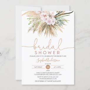 Pampas Grass Boho Chic Bridal Shower Invitation