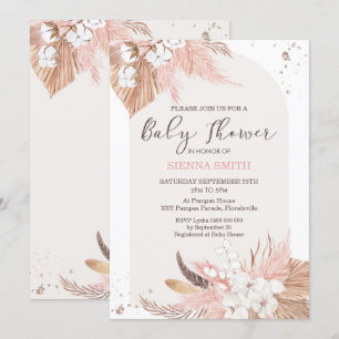 Pampas Grass Boho Desert Baby shower Invitation