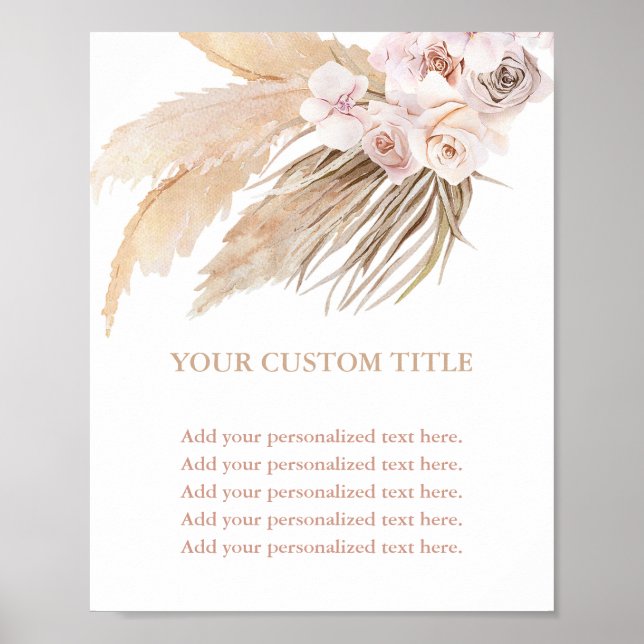 Pampas grass boho desert theme custom sign (Front)