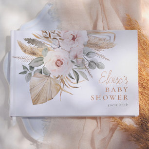 Pampas Grass Boho Elegant Girl Baby Shower Guest Book
