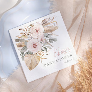 Pampas Grass Boho Elegant Girl Baby Shower Napkin