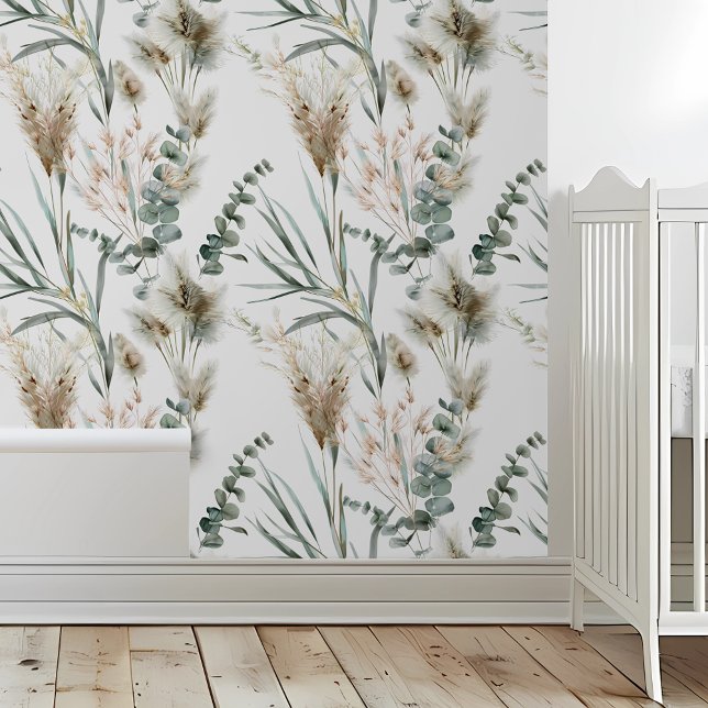 Pampas Grass Boho Eucalyptus Leaves Foliage Wallpaper (Creator Uploaded)