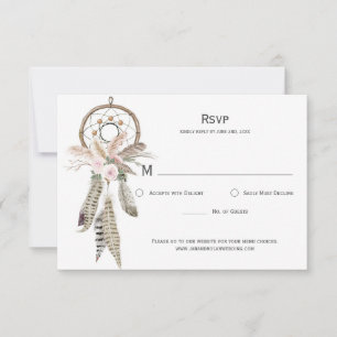 Pampas Grass Boho Feathers Dreamcatcher Carte RSVP